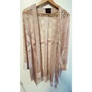 Guess Los Angeles Pink Fringed Shawl Size XS/S Burnout Detail